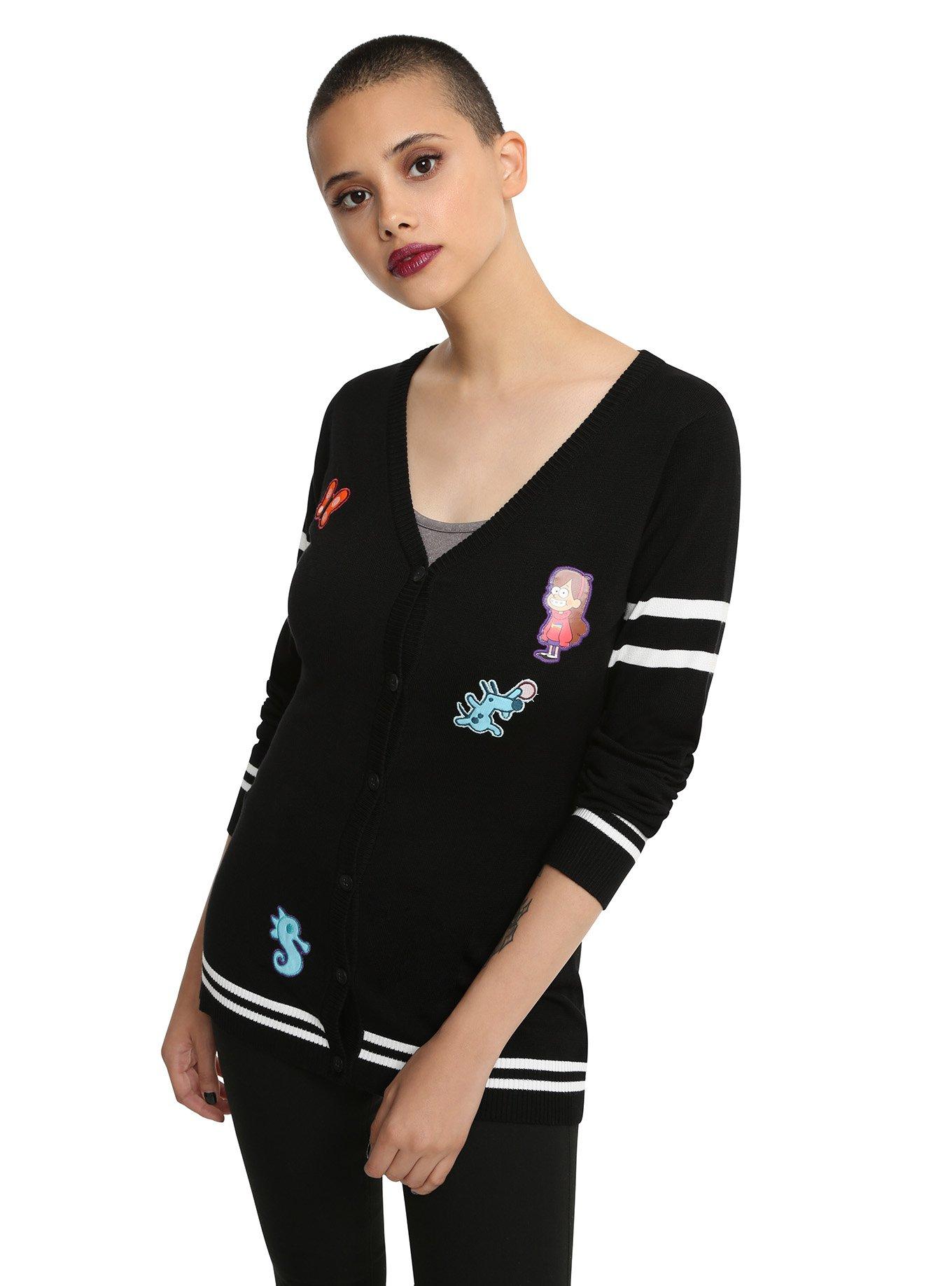 Gravity Falls Mabel Patches Stripe Girls Cardigan, BLACK, hi-res