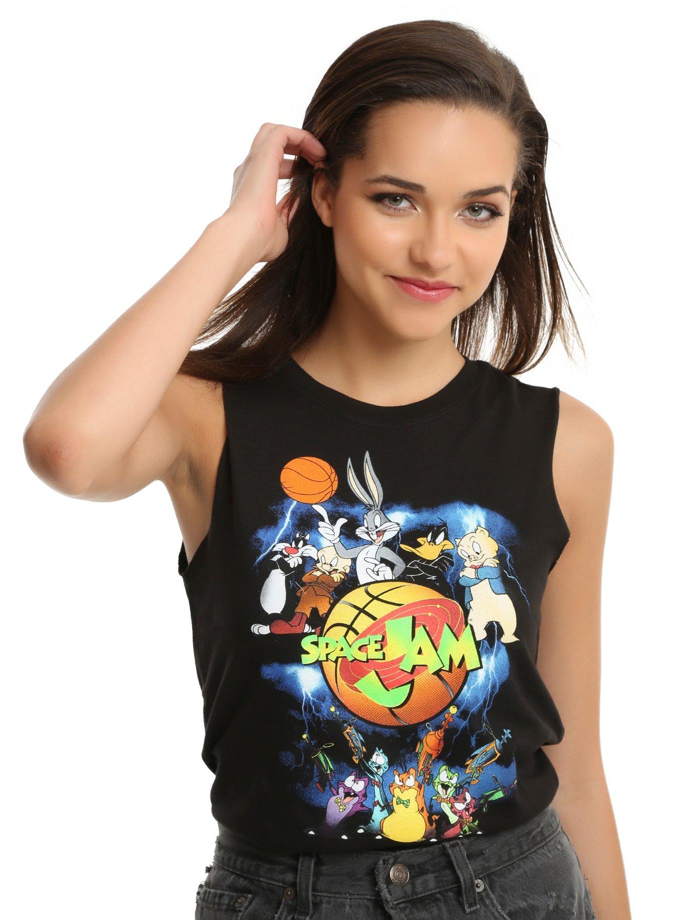 Space Jam Character Poster Girls Muscle Top, BLACK, hi-res
