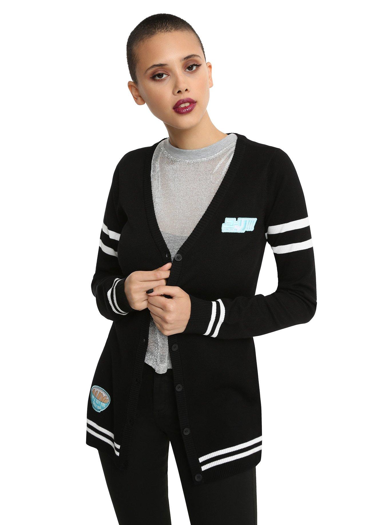 Yuri!!! On Ice Patches Stripe Girls Cardigan, BLACK, hi-res