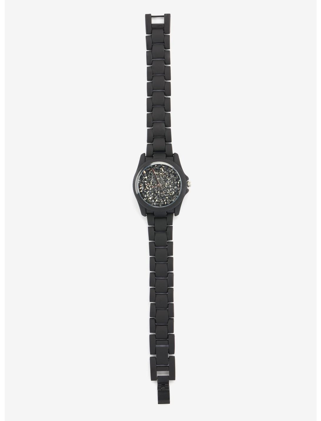 Black Druzy Stone Metal Link Watch, , hi-res