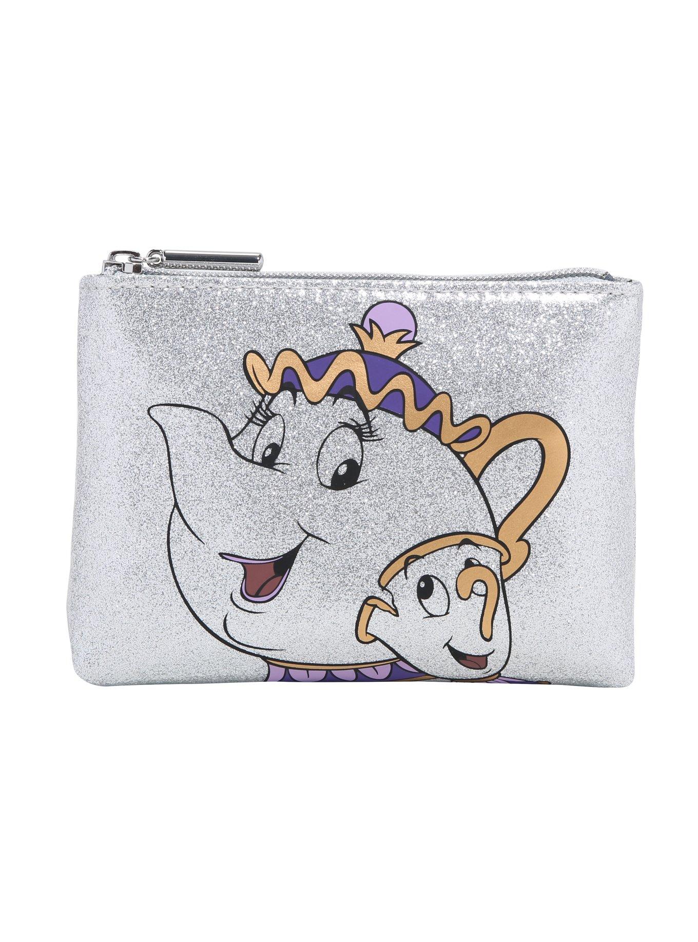 Danielle Nicole Disney Beauty And The Beast Mrs. Potts & Chip Glitter Makeup Bag, , hi-res