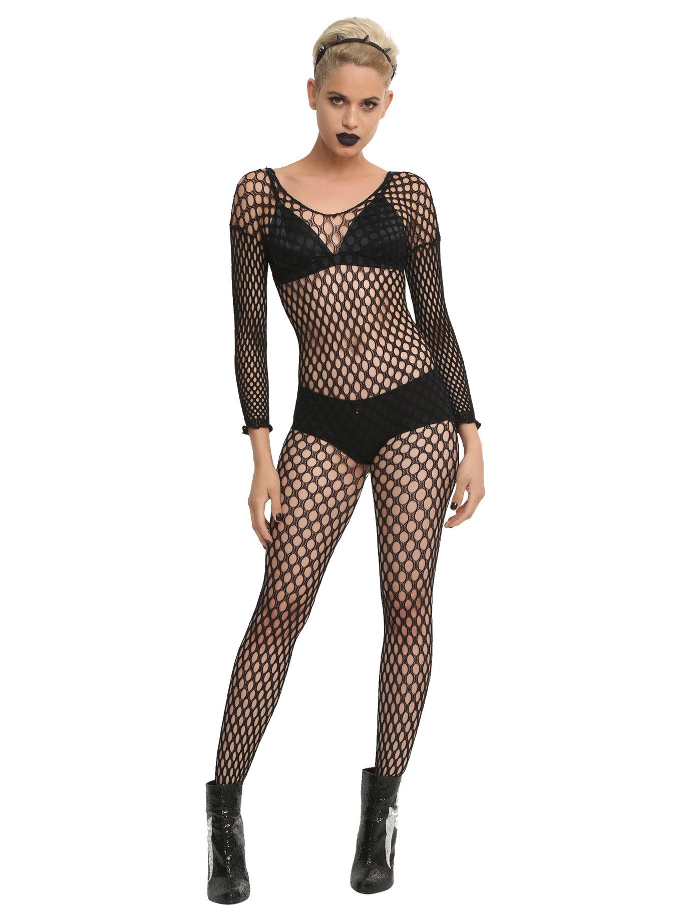 Digital Grid Fishnet Bodysuit