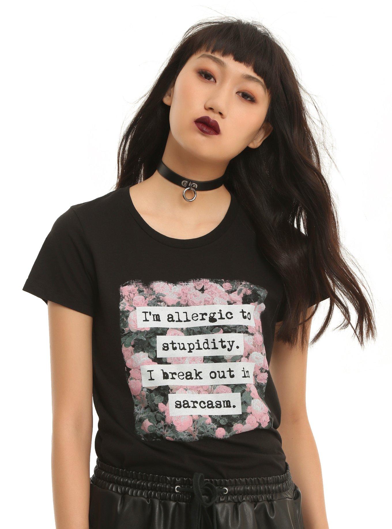 Allergic To Stupidity Girls T-Shirt, BLACK, hi-res