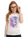 Read All The Books Galaxy Watercolor Girls T-Shirt, WHITE, hi-res