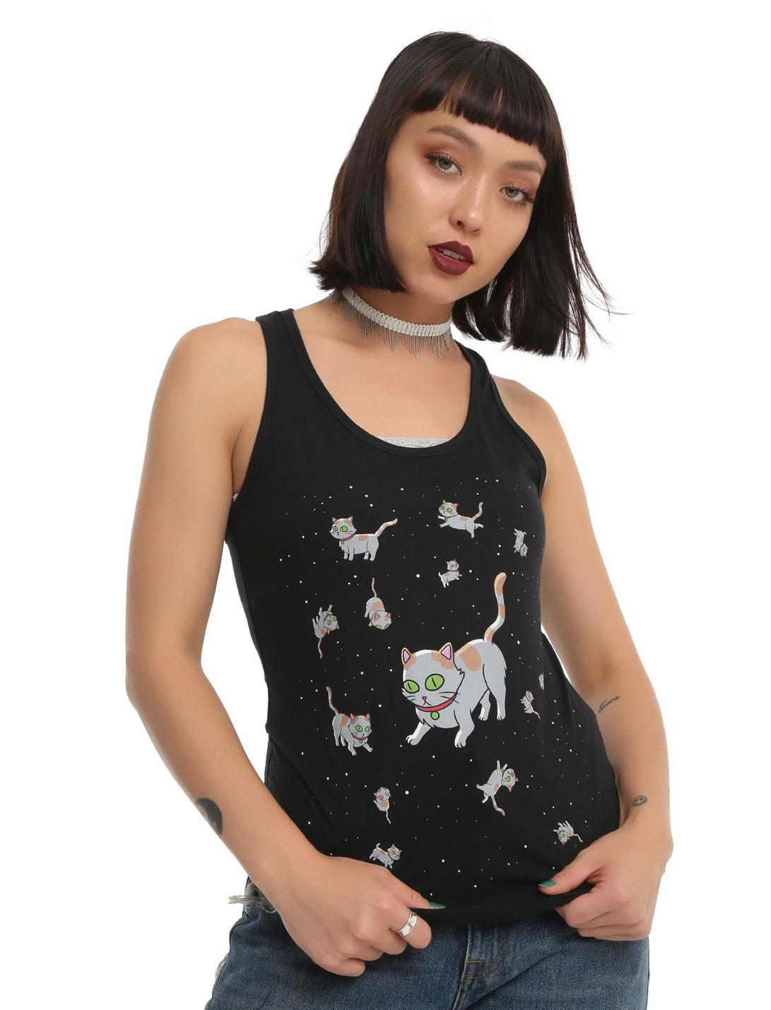 Rick And Morty Space Cats Girls Tank Top, BLACK, hi-res