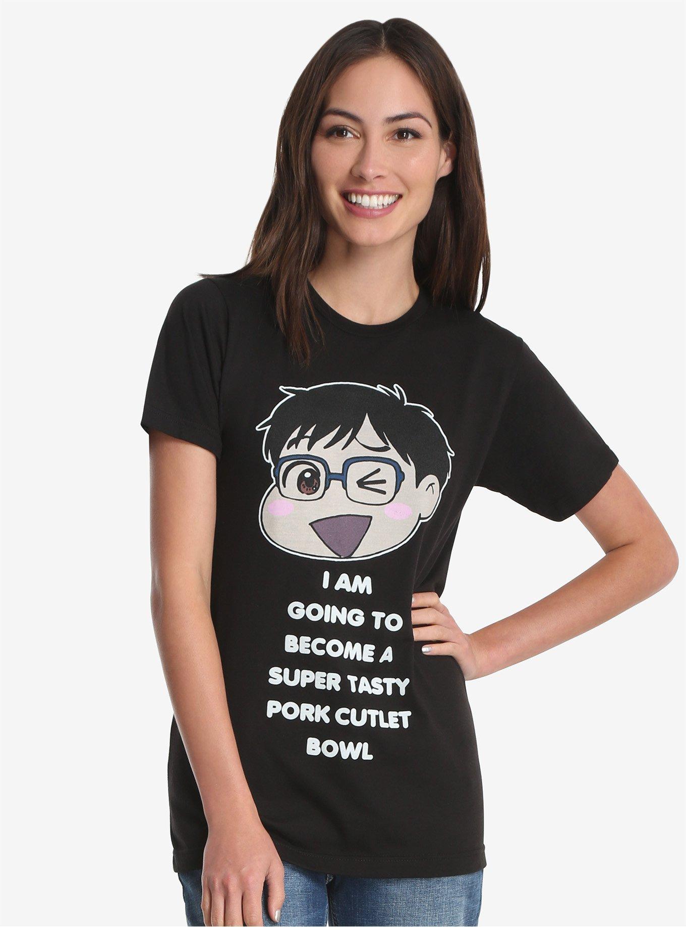Yuri!!! on ICE Tasty Pork Cutlet Bowl Womens Tee, BLACK, hi-res