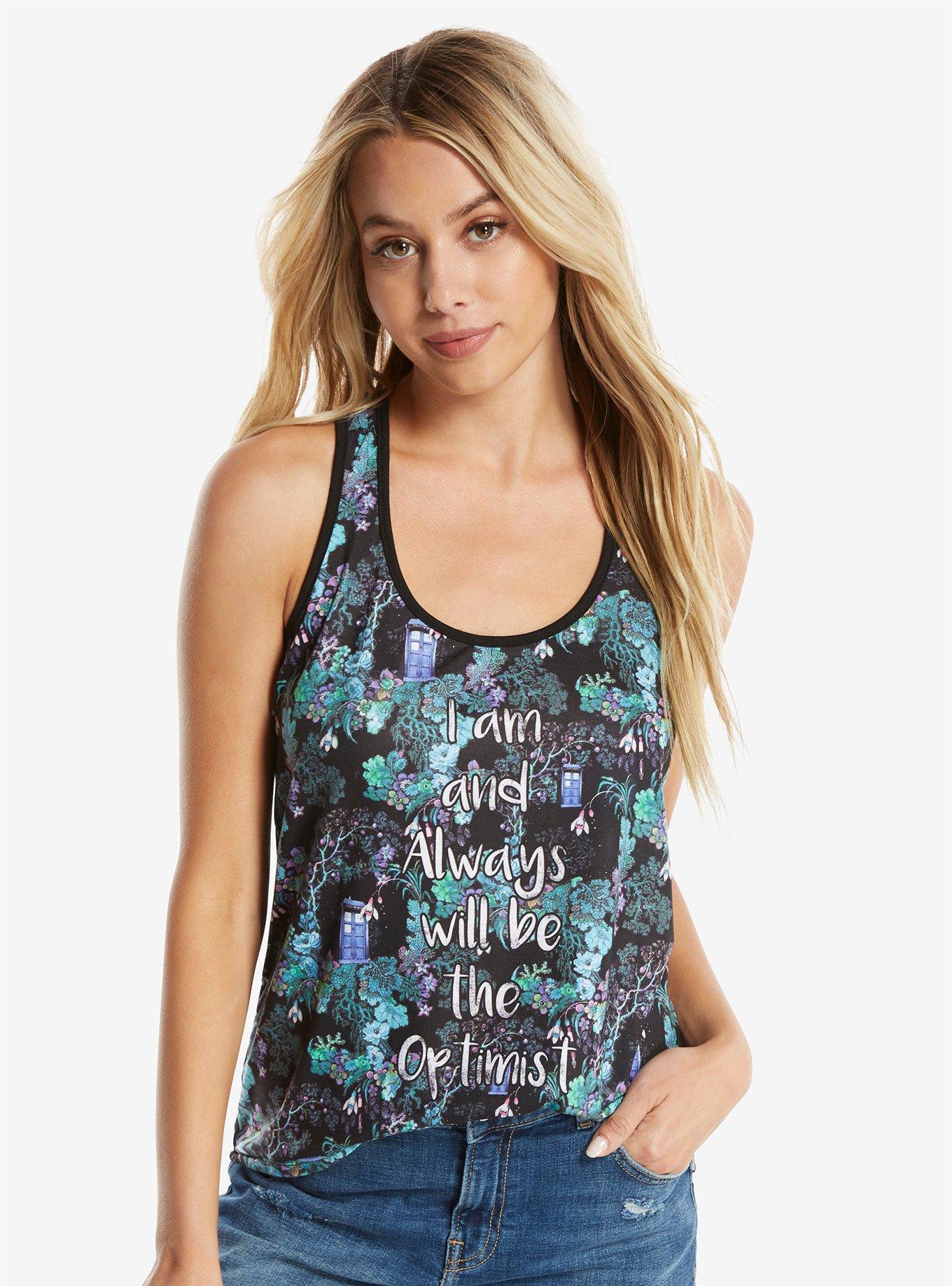 Her Universe Doctor Who Floral TARDIS Womens Tank Top, BLACK, hi-res
