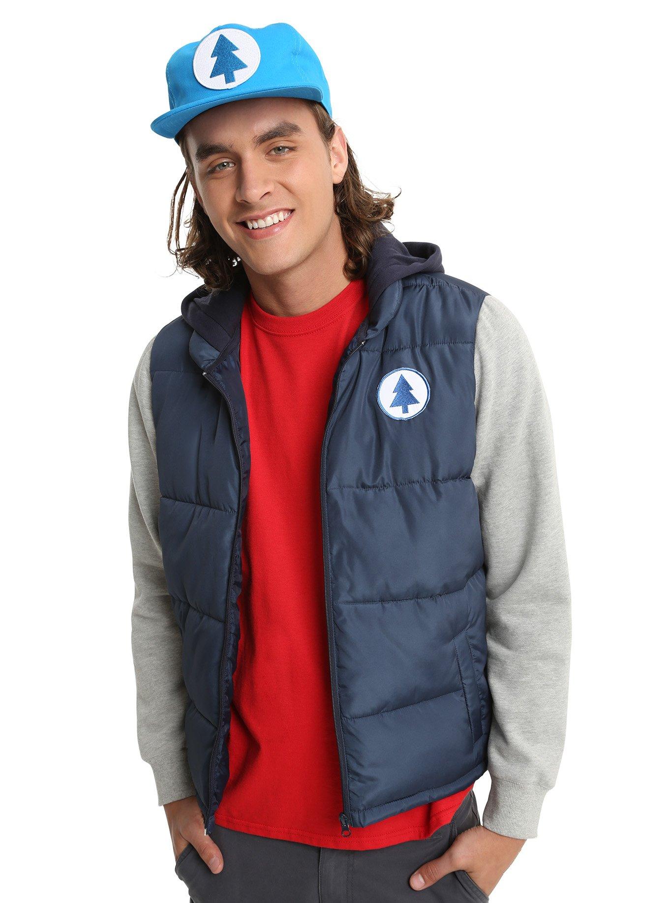 Disney Gravity Falls Dipper Pines Puffy Vest Hoodie, NAVY, hi-res