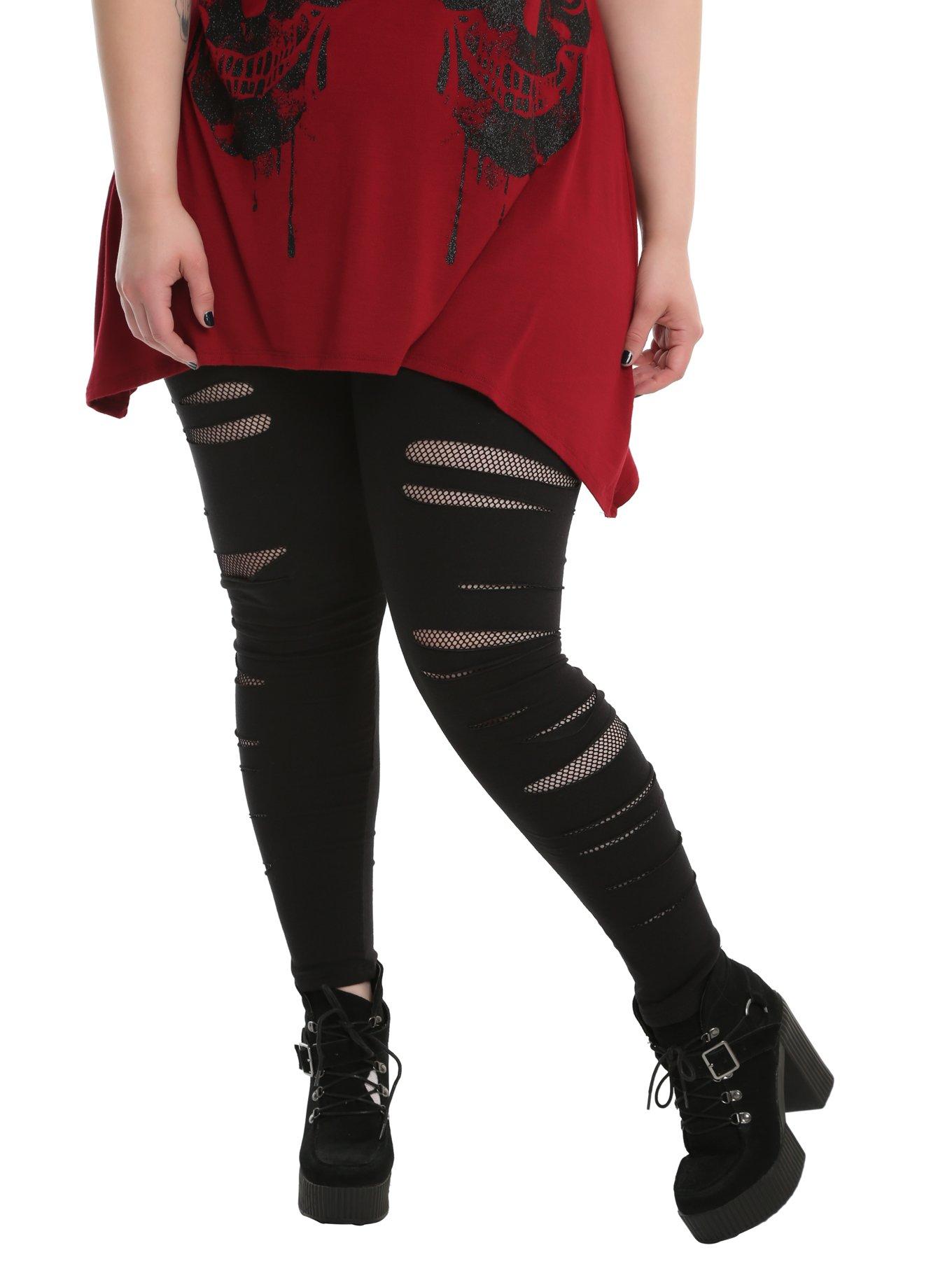 Hot Topic Medium Fishnet Tights Plus Size BLACK at  Women's