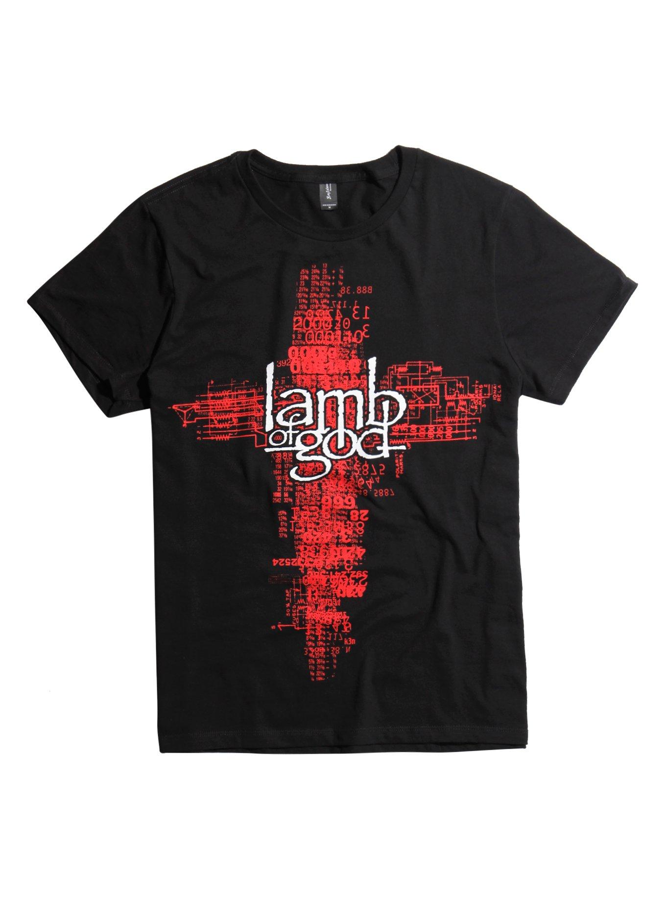 Lamb Of God Red Cross T-Shirt, BLACK, hi-res