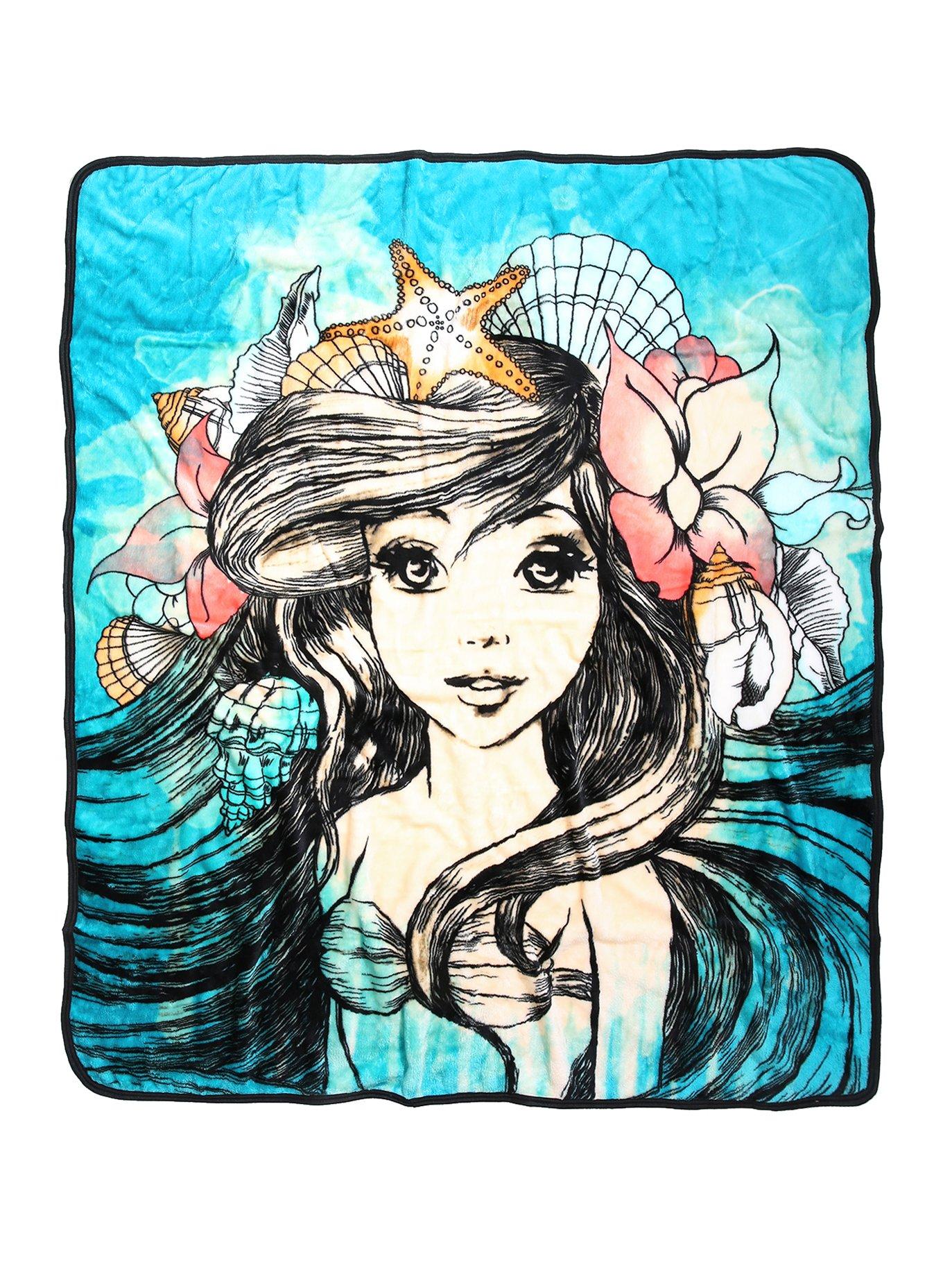Disney The Little Mermaid Ariel Sketch Art Plush Throw Blanket, , hi-res