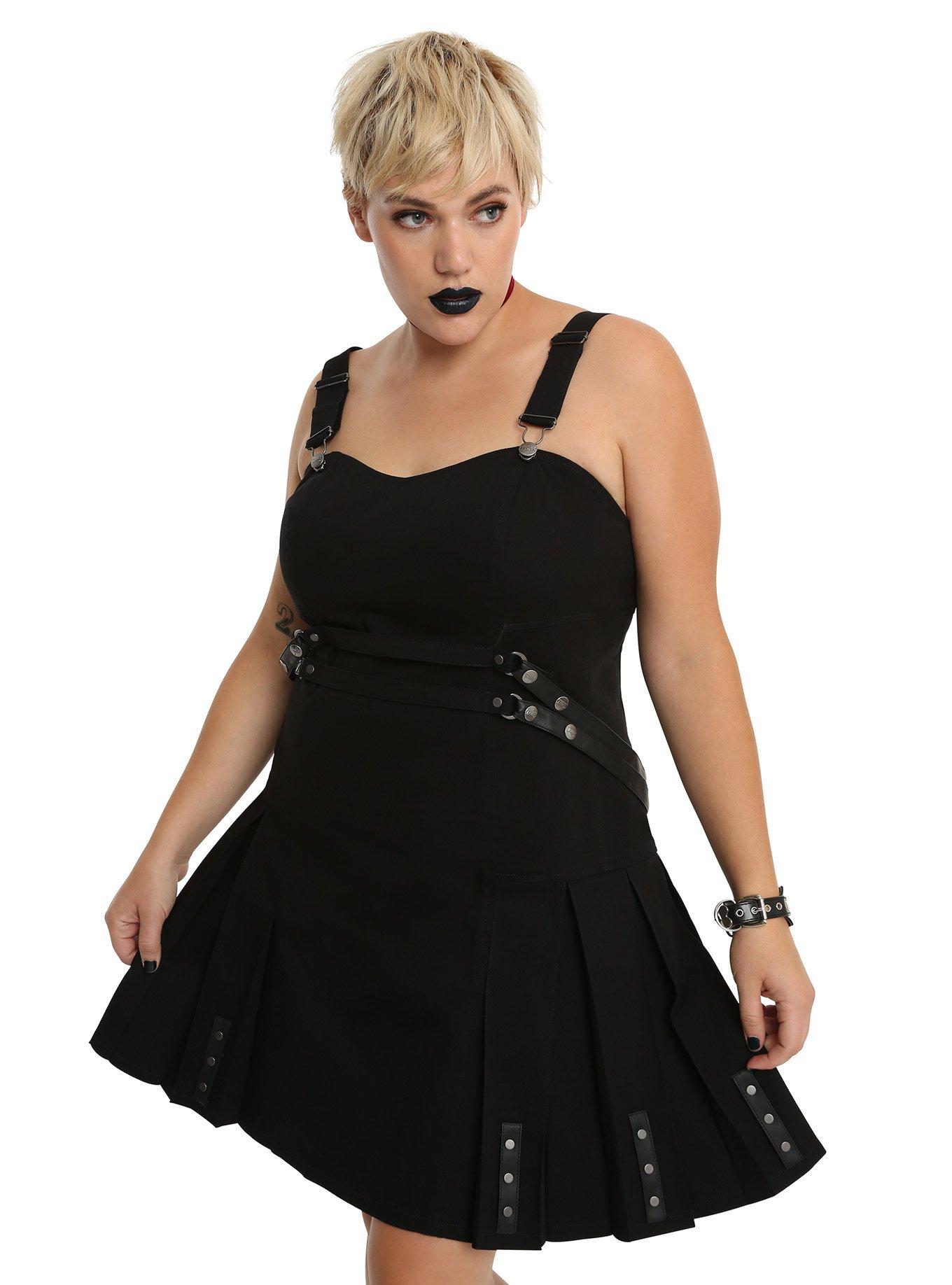 Tripp Black Strap Bondage Dress Plus Size, BLACK, hi-res