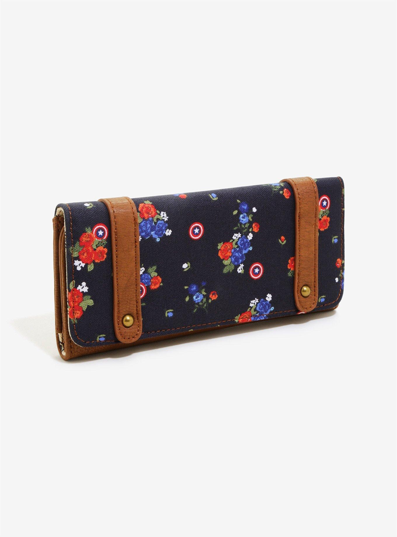 Loungefly Marvel Captain America Floral Wallet, , hi-res