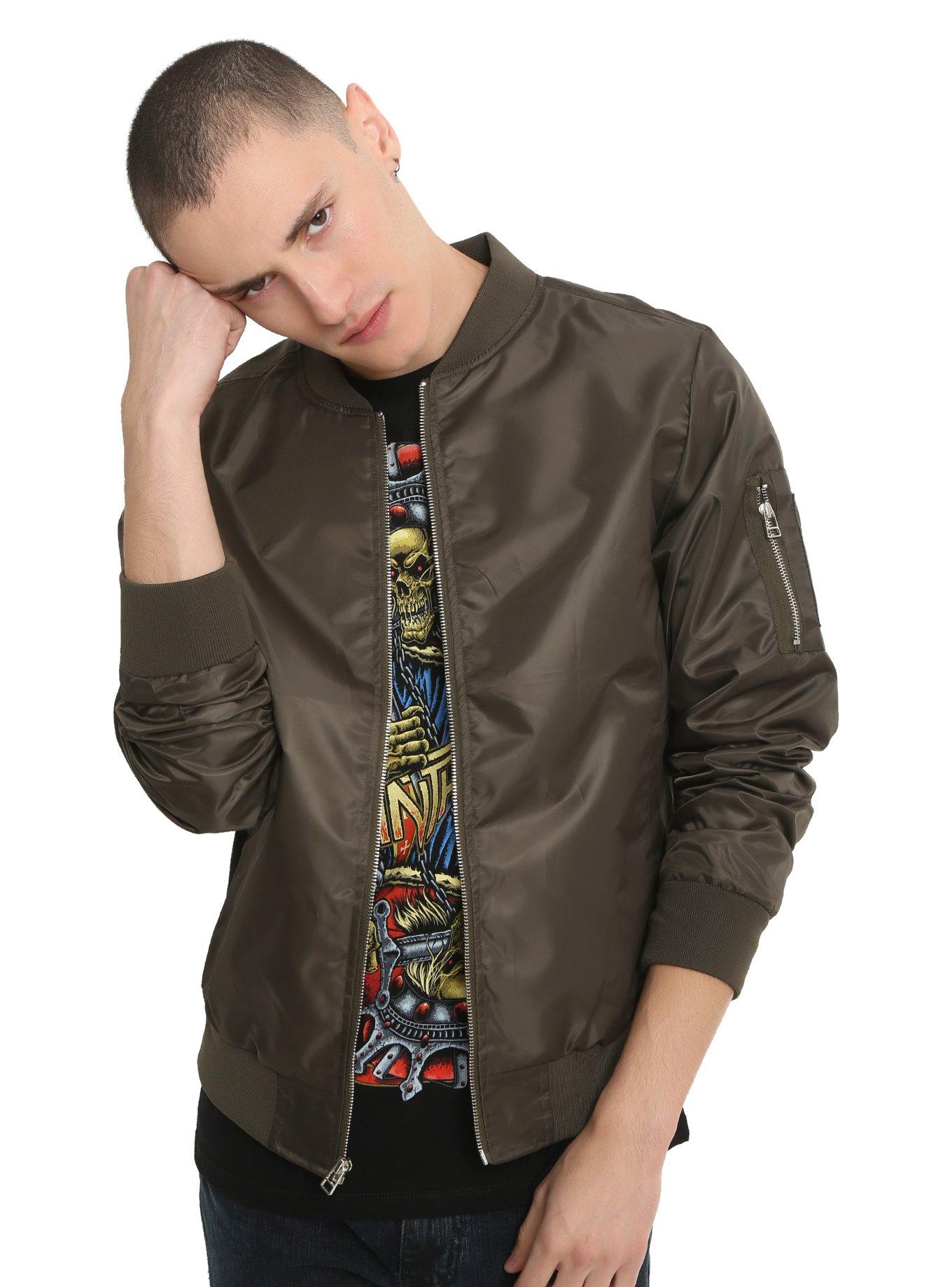 Olive Bomber Jacket, OLIVE, hi-res