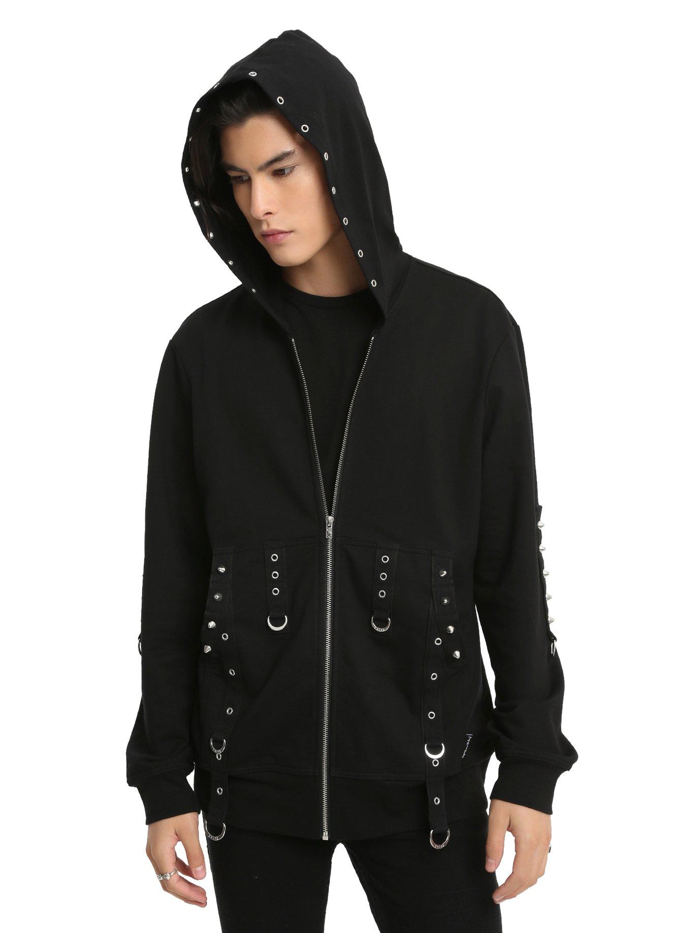 Tripp Black Strap Grommet Hoodie, BLACK, hi-res