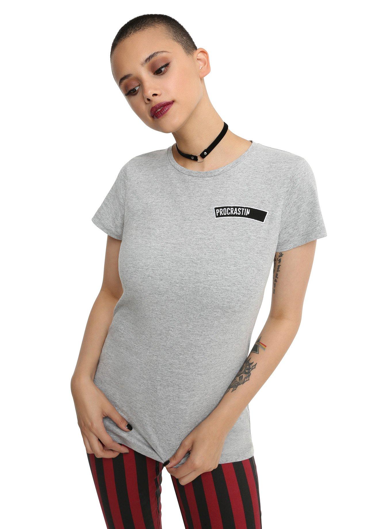 Procrastin Patch Girls T-Shirt, GREY, hi-res view 1