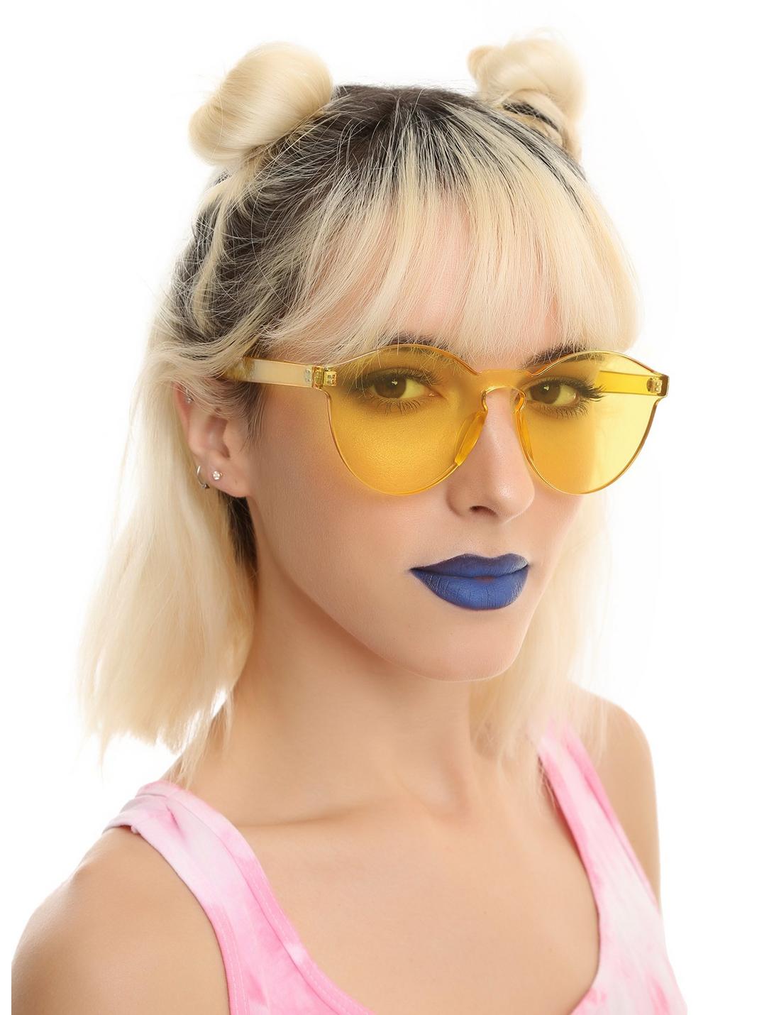Yellow Acrylic Round Sunglasses, , hi-res
