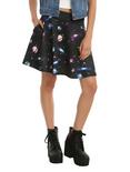 Planet Print Skater Skirt, BLACK, hi-res