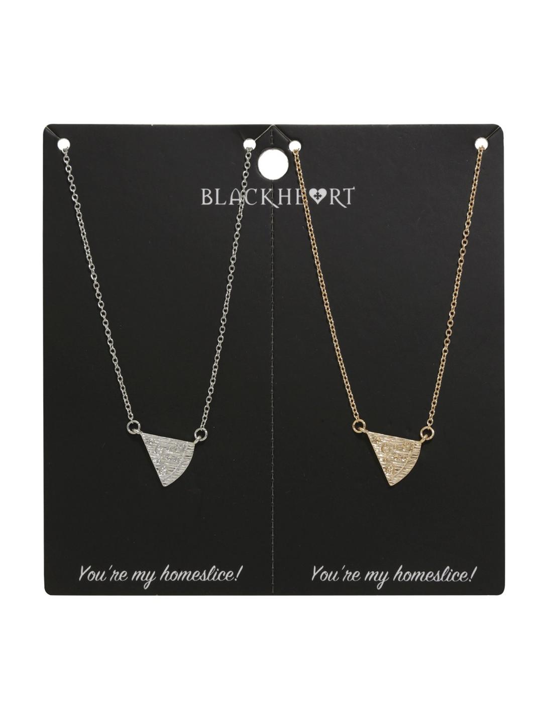 Blackheart Silver & Gold You're My Homeslice Best Friend Necklace Set, , hi-res