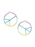 Blackheart Anodized Rainbow Peace Sign Hoop Earrings, , hi-res