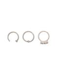 Steel Silver Nose Hoops CZ Prong 3 Pack, SILVER, hi-res