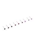 Pink CZ & Synthetic Opal Nose Stud 9 Pack, MULTI, hi-res