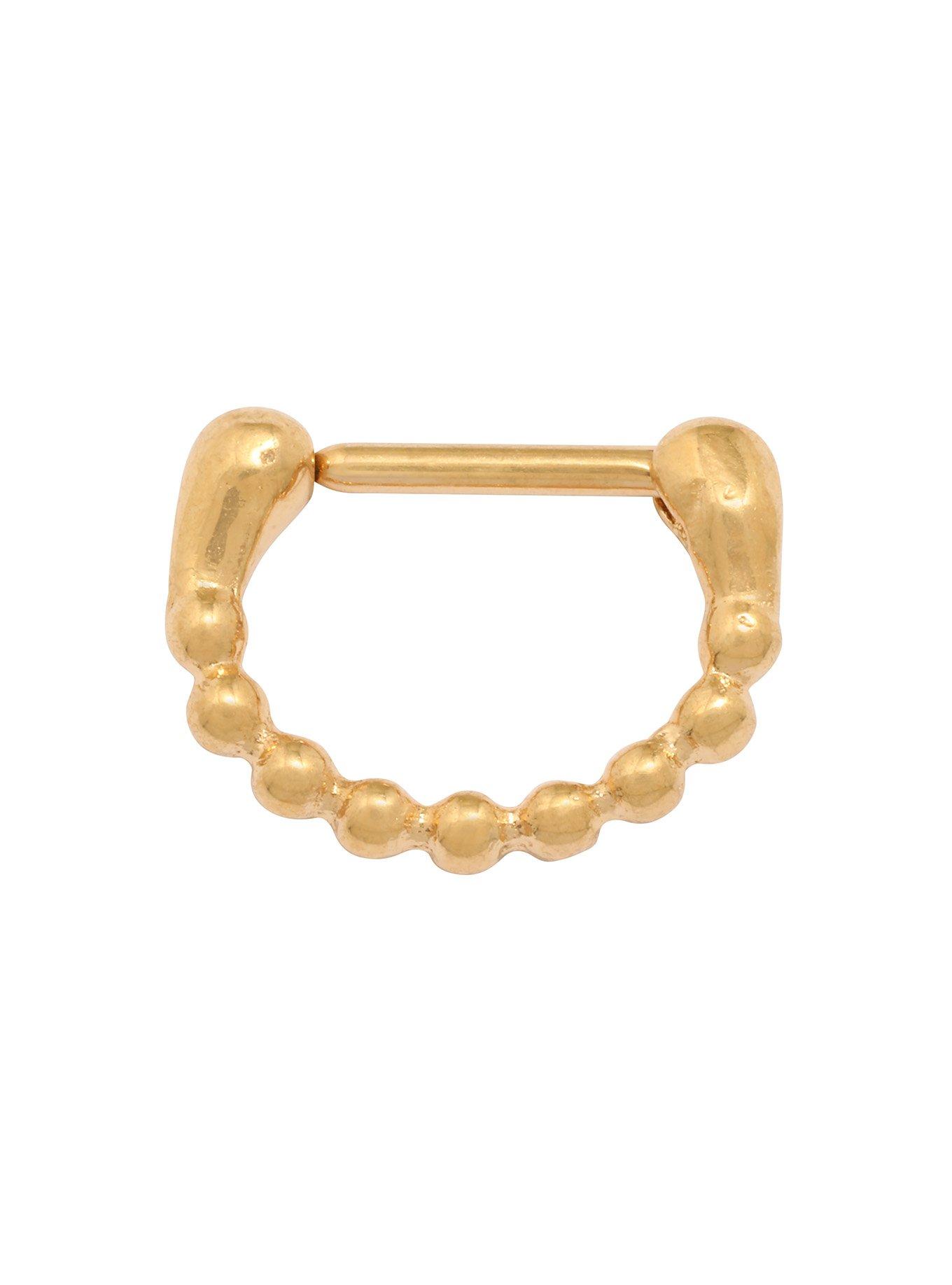 Gold Steel Ball Septum Clicker, GOLD, hi-res