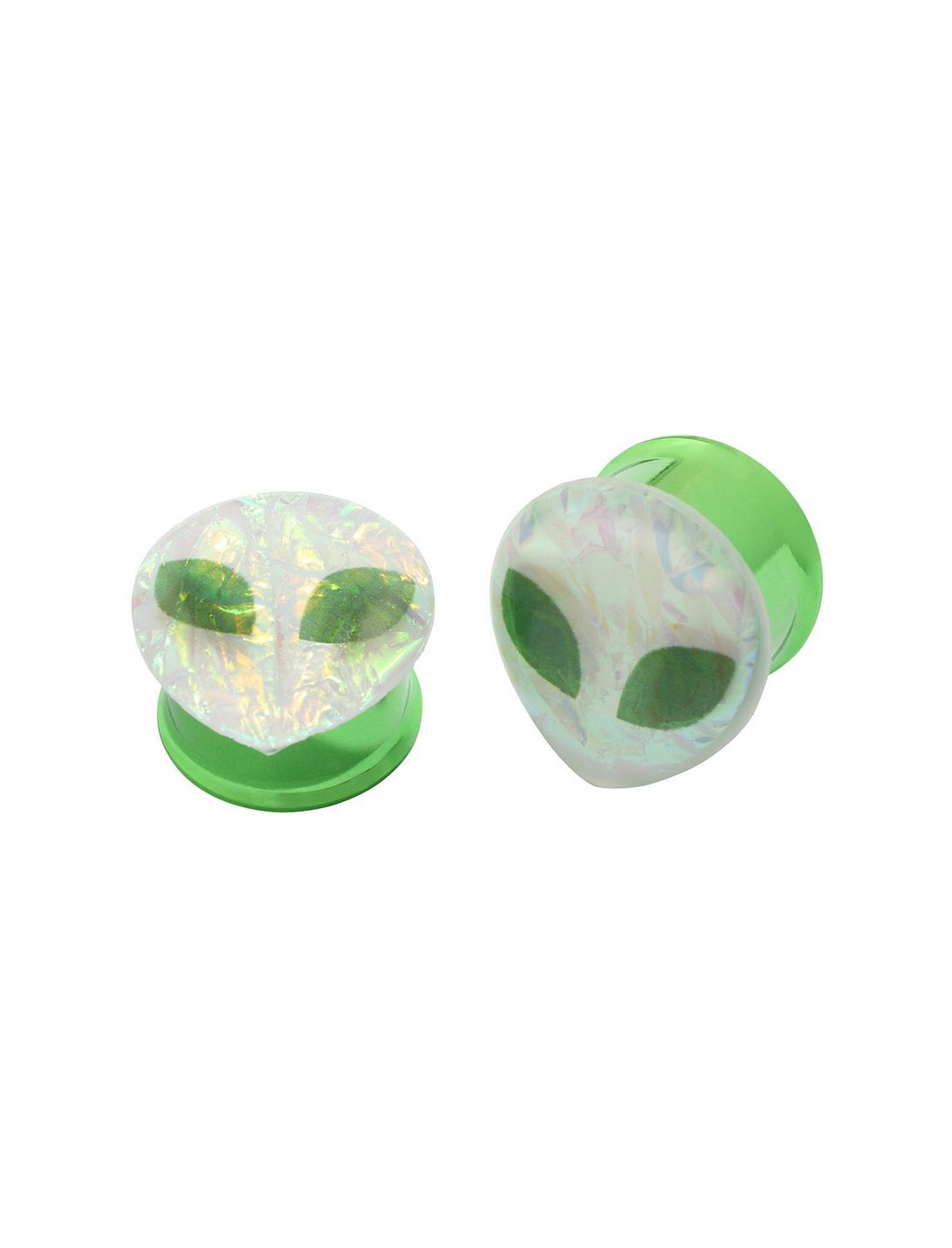 5/8 Steel Green Shiny Alien Head Plug 2 Pack, MULTI, hi-res
