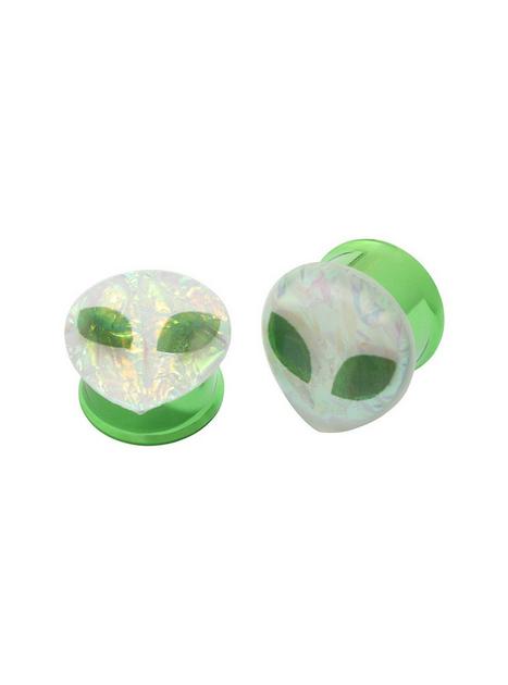5/8 Steel Green Shiny Alien Head Plug 2 Pack | Hot Topic