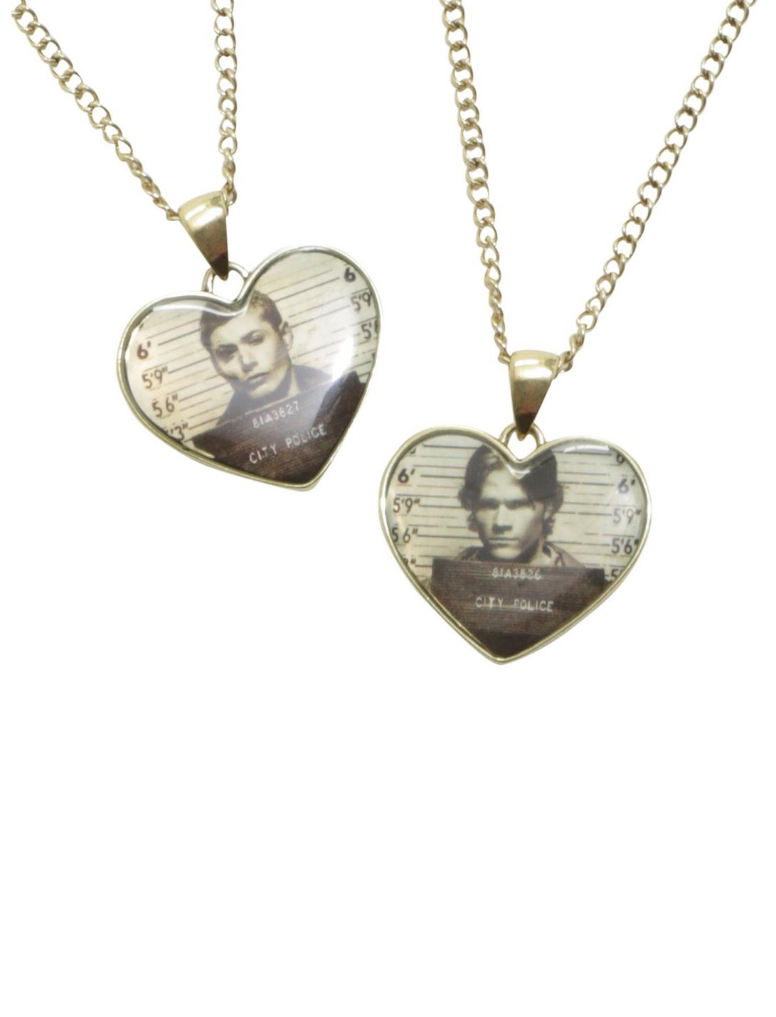 Supernatural Sam & Dean Mugshot Hearts Necklace Set, , hi-res