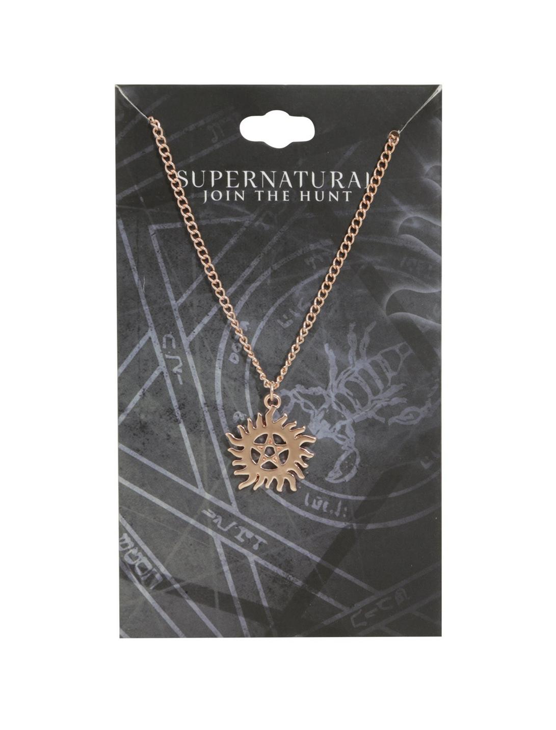 Supernatural Anti-Possession Symbol Dainty Rose Gold Necklace, , hi-res