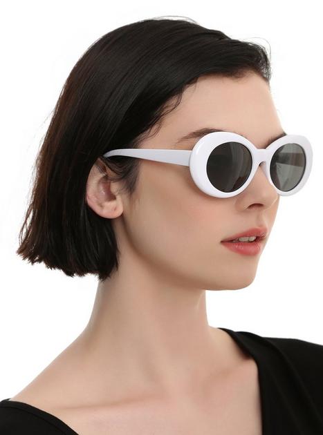 White Oval Retro Sunglasses | Hot Topic display picture 3