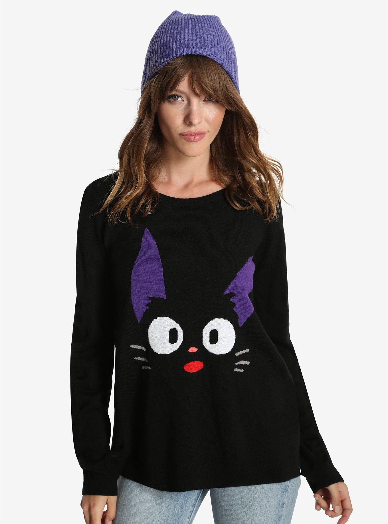Her Universe Studio Ghibli Kiki's Delivery Service Jiji Womens Sweater, BLACK, hi-res
