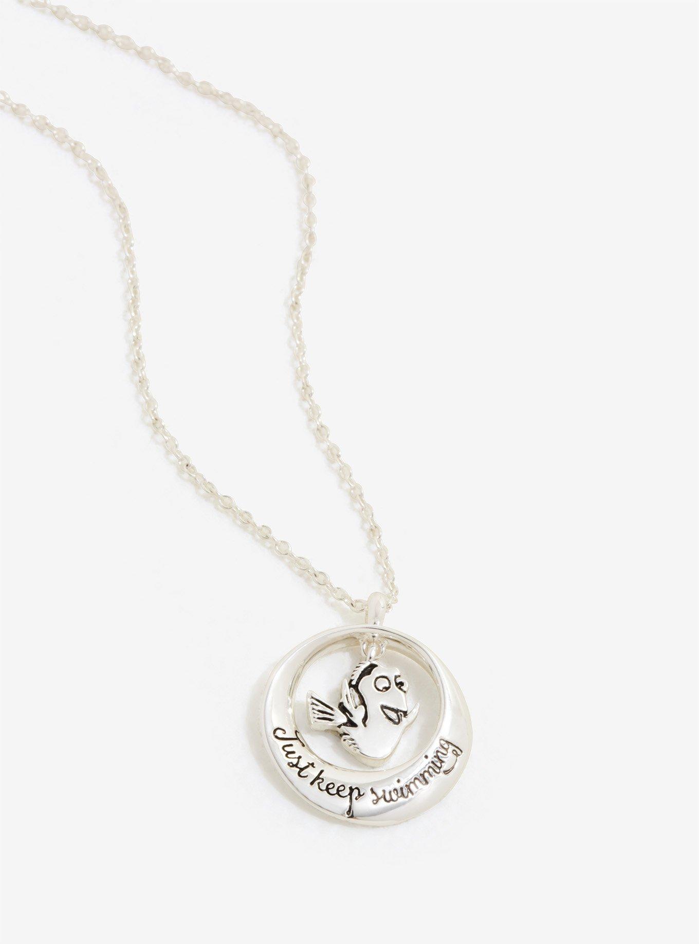 Disney Pixar Finding Dory Just Keep Swimming Circle Necklace, , hi-res