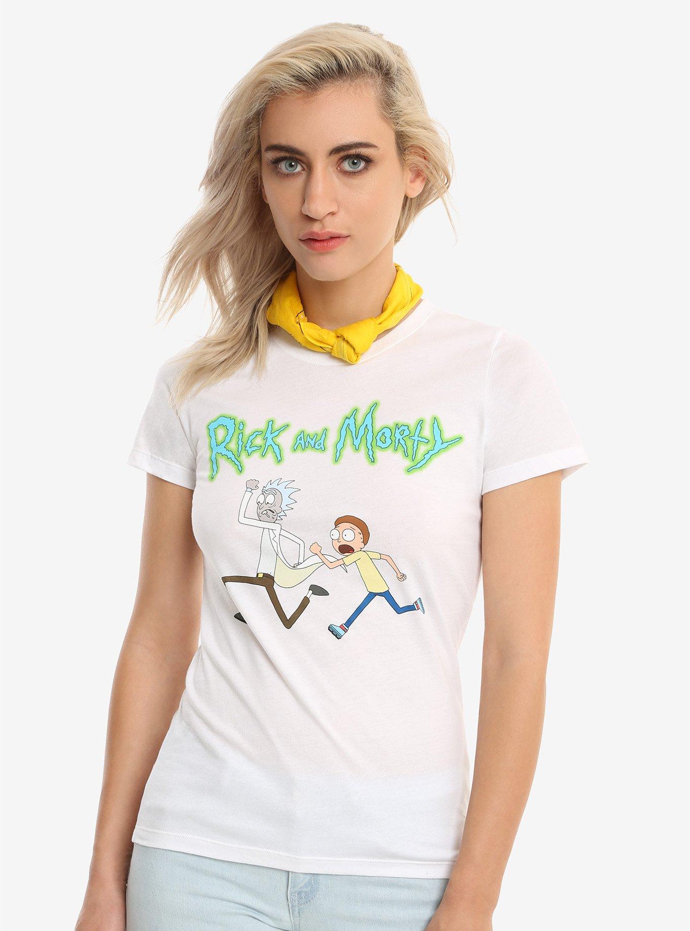Rick And Morty Running Scared Girls T-Shirt, WHITE, hi-res