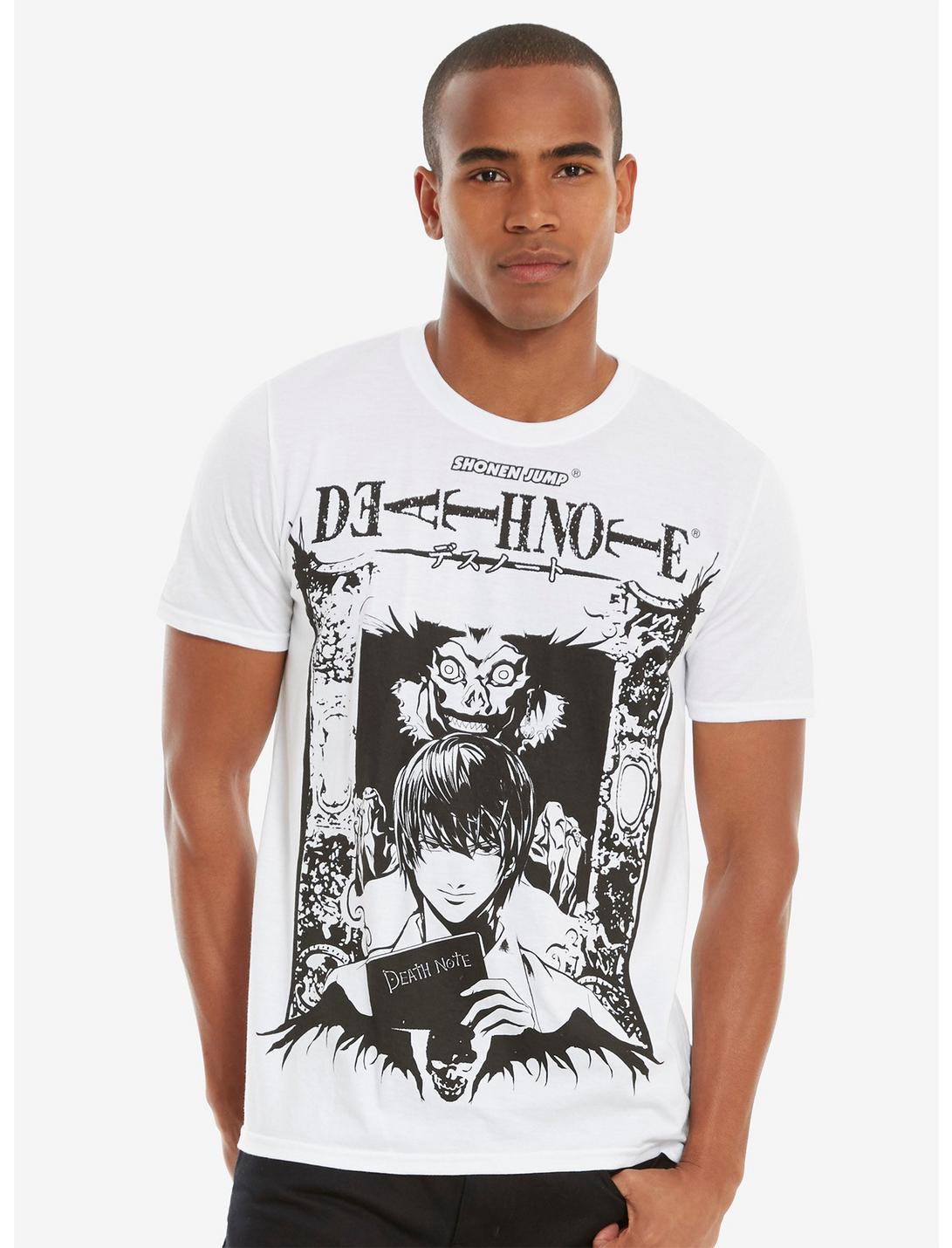 Death Note Line Art T-Shirt, WHITE, hi-res