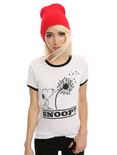 Peanuts Snoopy Dandelion Poof Girls Ringer T-Shirt, WHITE, hi-res