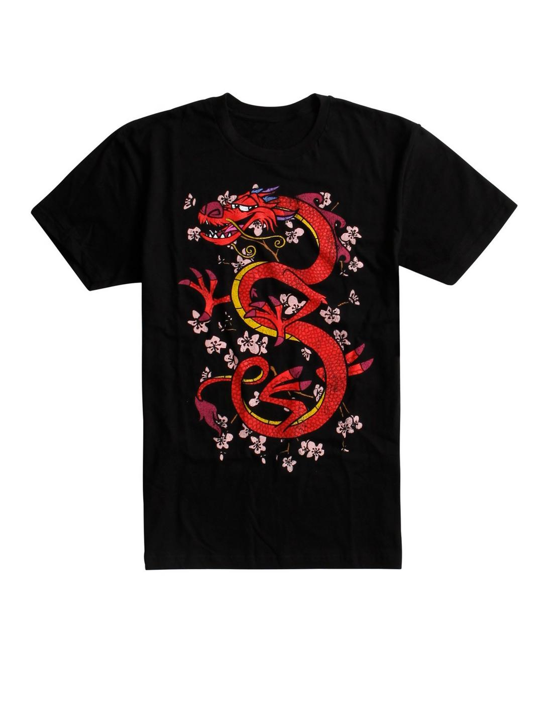 Disney Mulan Mushu Cherry Blossom T-Shirt, BLACK, hi-res