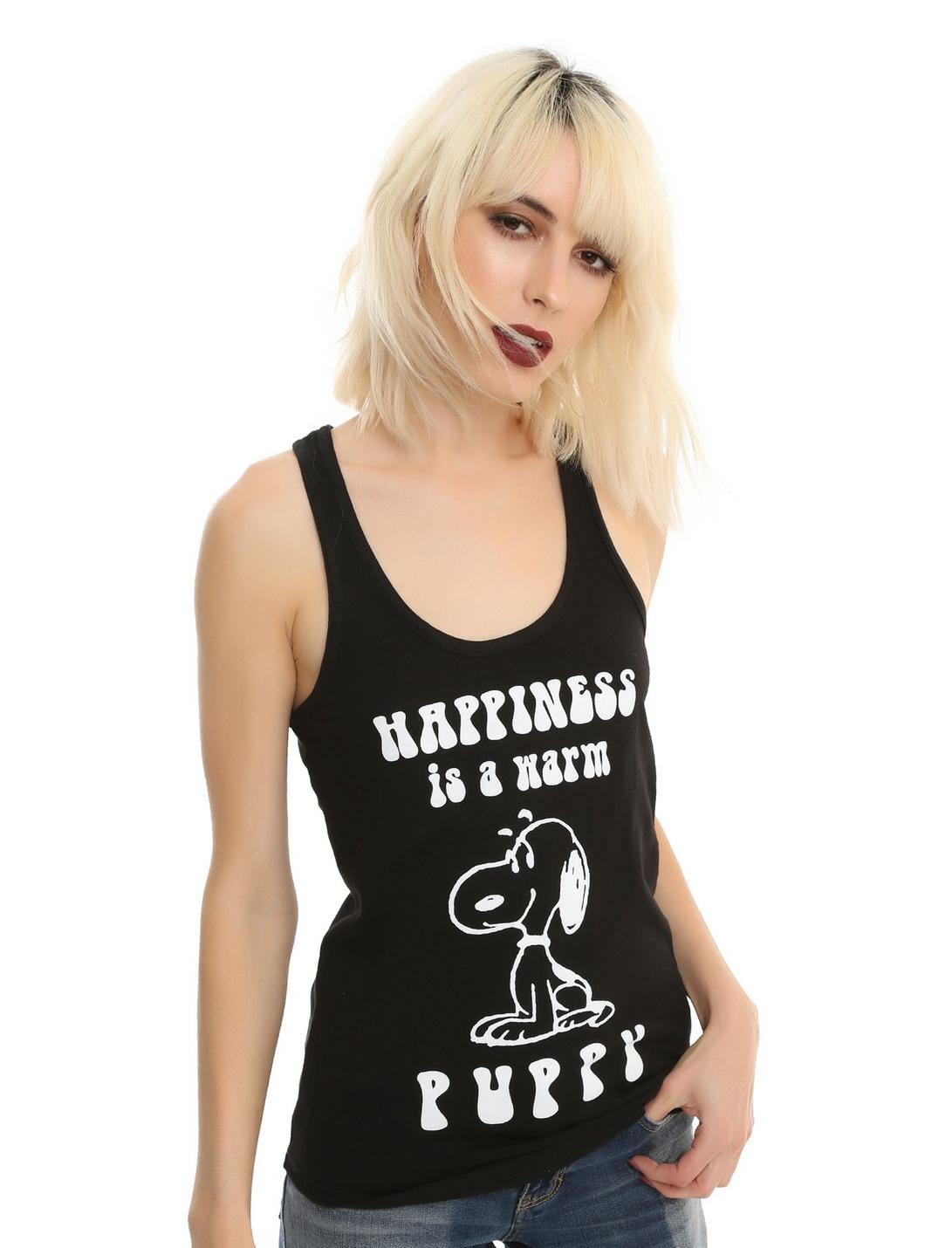 Peanuts Snoopy Happiness Is Girls Tank Top, BLACK, hi-res