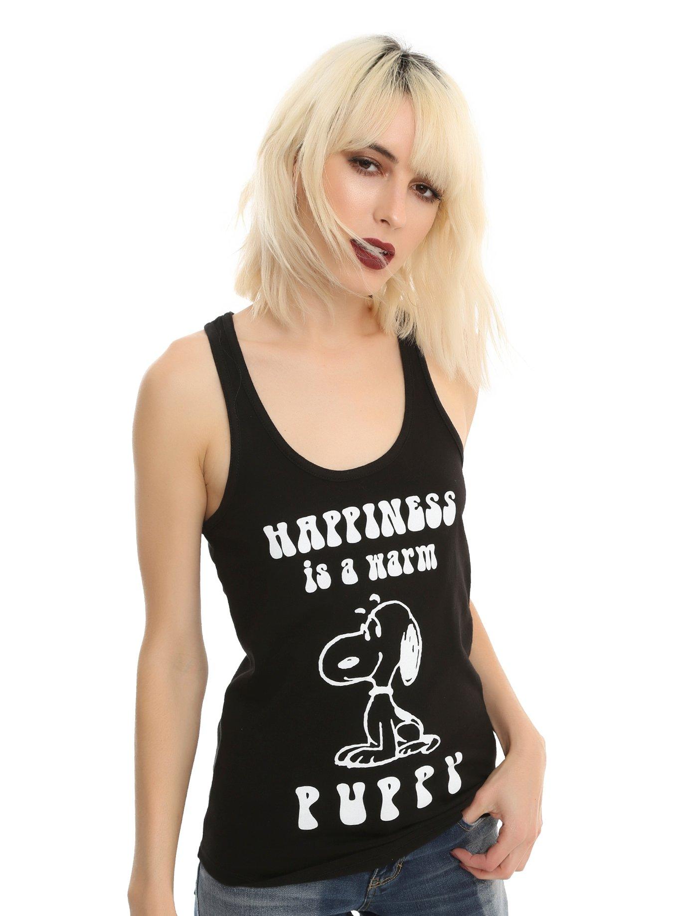 Peanuts Snoopy Happiness Is Girls Tank Top, BLACK, hi-res