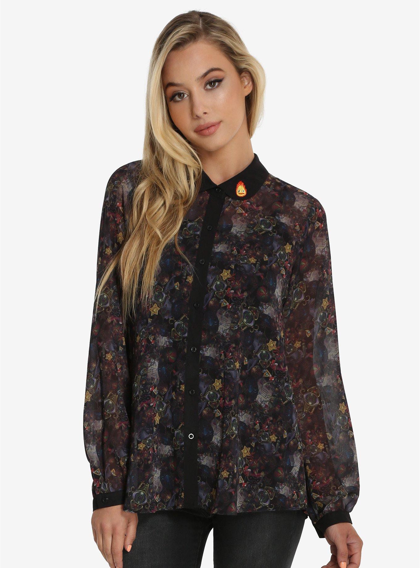 Her Universe Studio Ghibli Howl's Moving Castle Calcifer Top, BLACK, hi-res