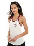 Heart Clef Embroidery Girls Ringer Tank Top, WHITE, hi-res