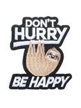 Sloth Don't Hurry Be Happy Iron-On Patch, , hi-res