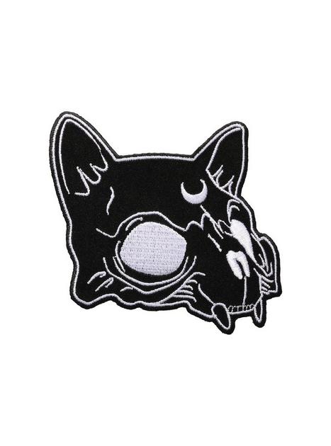 Black Velvet Cat Skull Iron-On Patch | Hot Topic