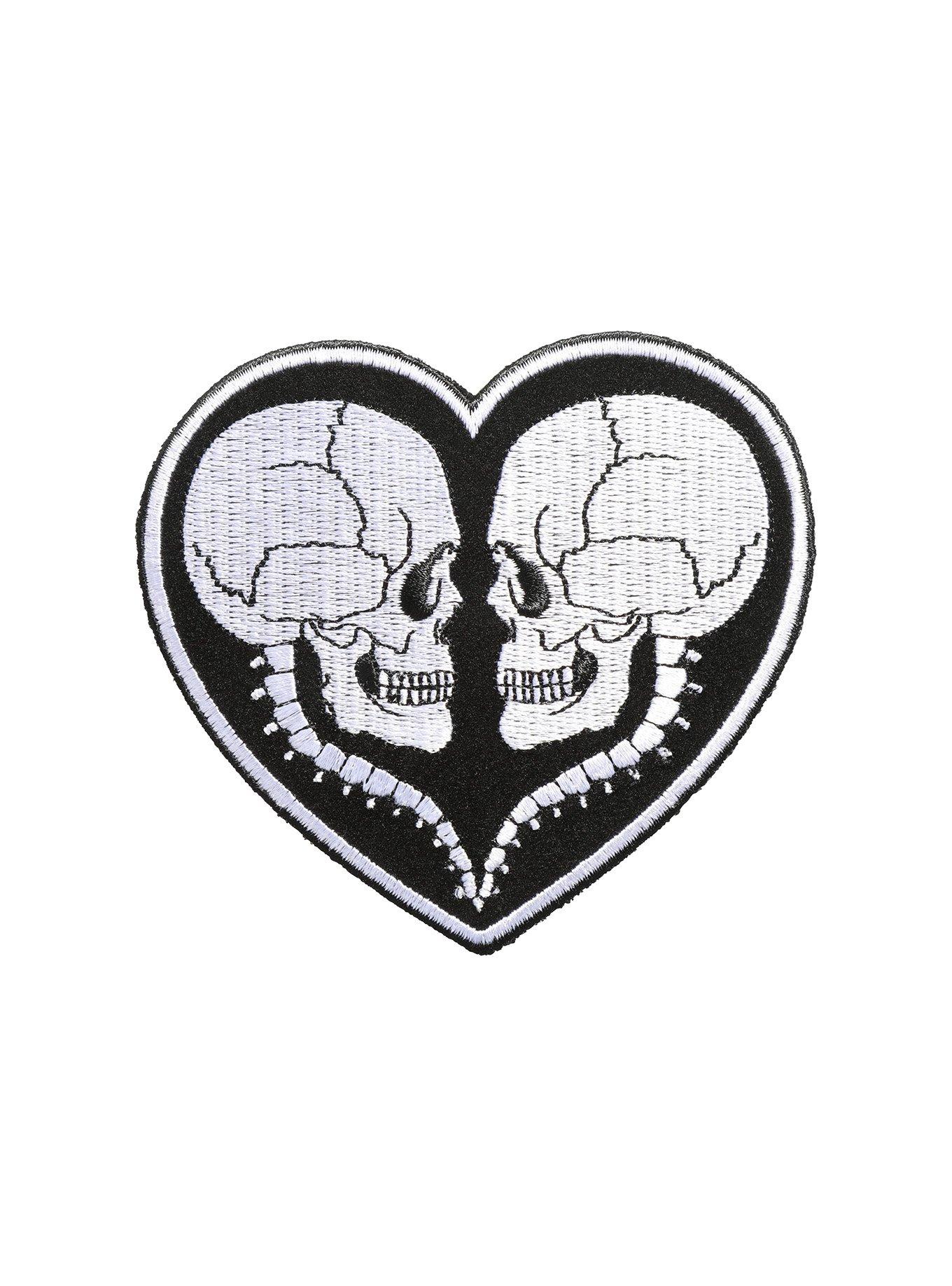 Skull Love Iron-On Patch, , hi-res