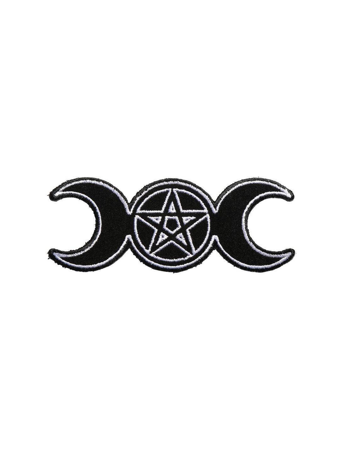Triple Moon Pentagram Iron-On Patch, , hi-res