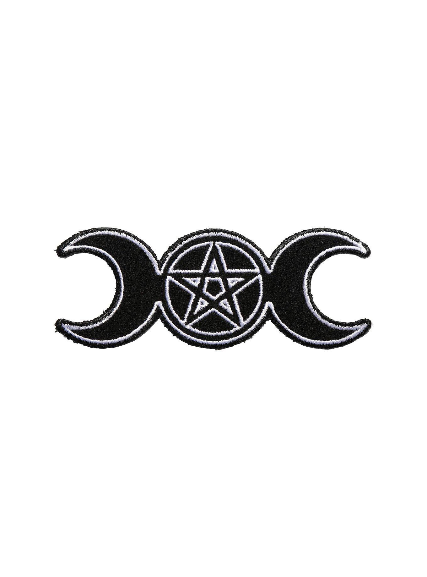 Triple Moon Pentagram Iron-On Patch, , hi-res