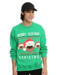 Merry Slothin' Christmas Fair Isle Sweatshirt, BLACK, hi-res
