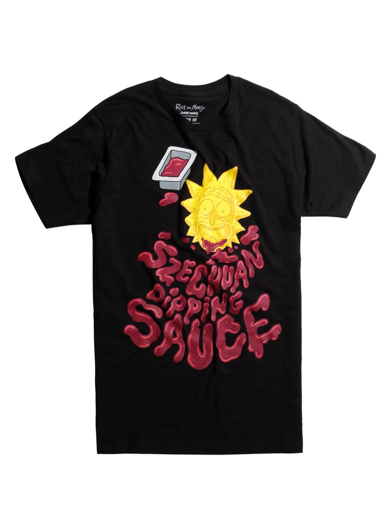 Rick and Morty Szechuan Dipping Sauce T-Shirt, BLACK, hi-res