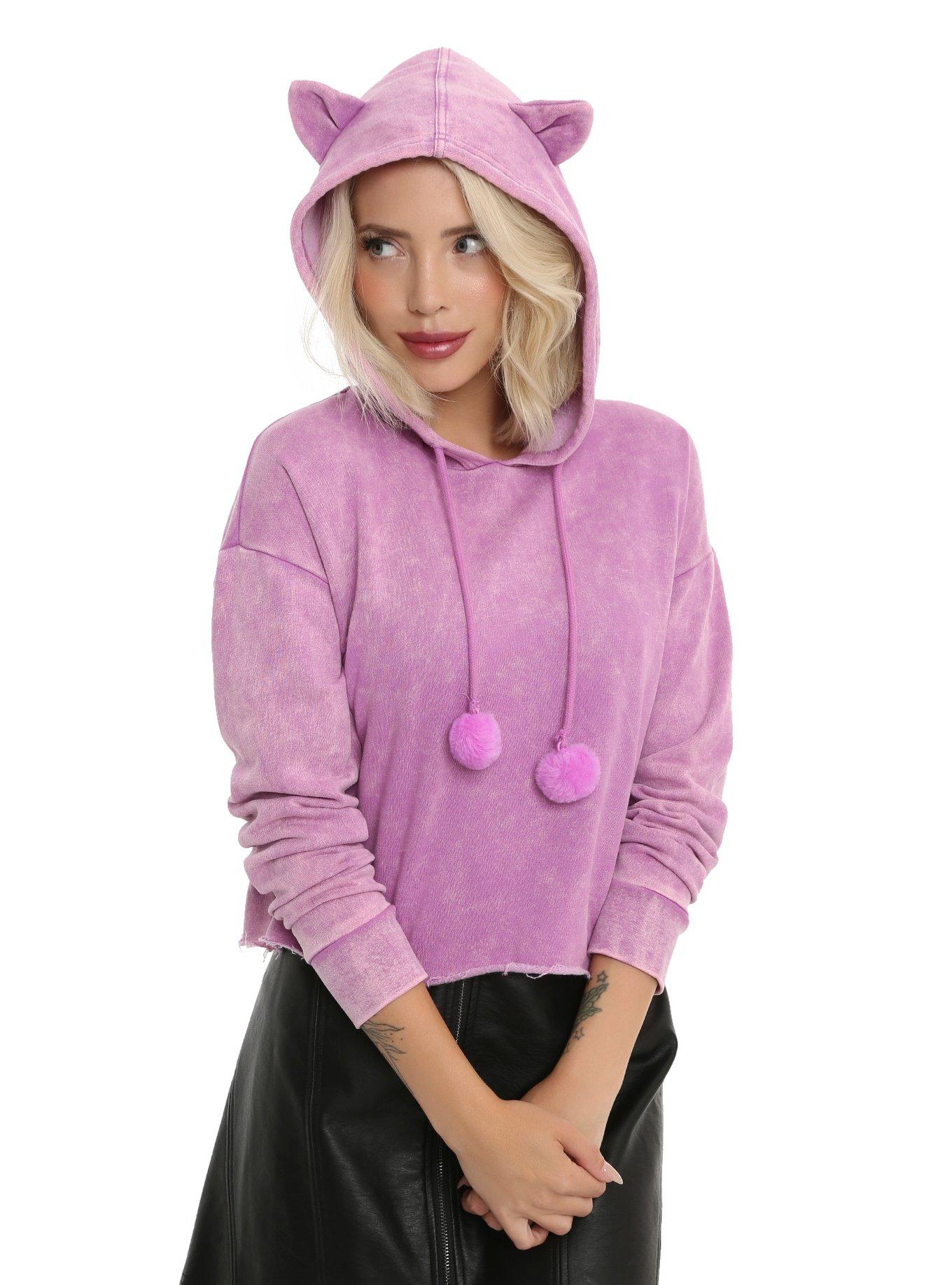 Outlet Pink and purple cat ear hood